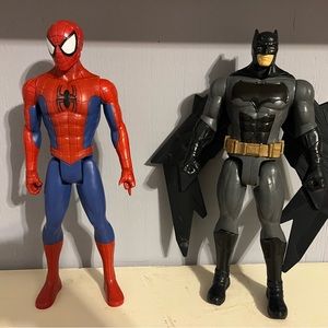 batman and spiderman figures